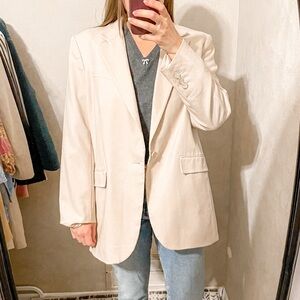Babaton Single Button Blazer Jacket Beige L
